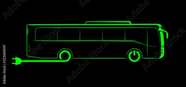 Fototapeta  contour simple electric bus symbol on a dark background