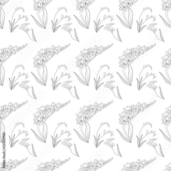 Fototapeta Elegant seamless pattern with frezia, flower pattern, seamless frezia
