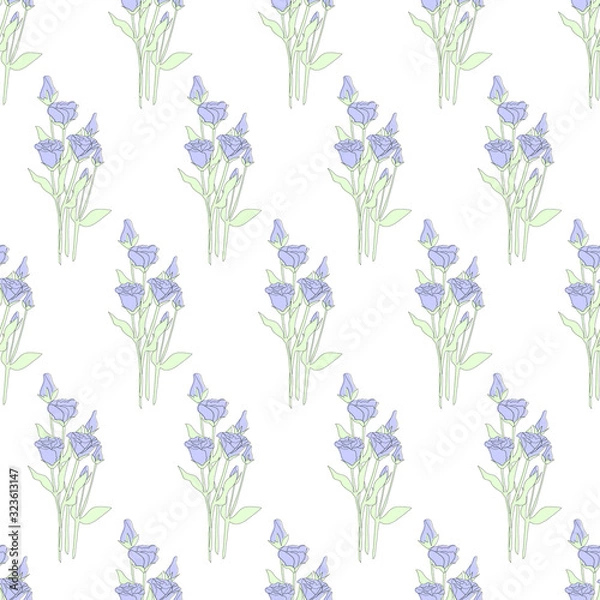 Obraz Elegant seamless pattern with liziantus, flower pattern, seamless liziantus, purple flower