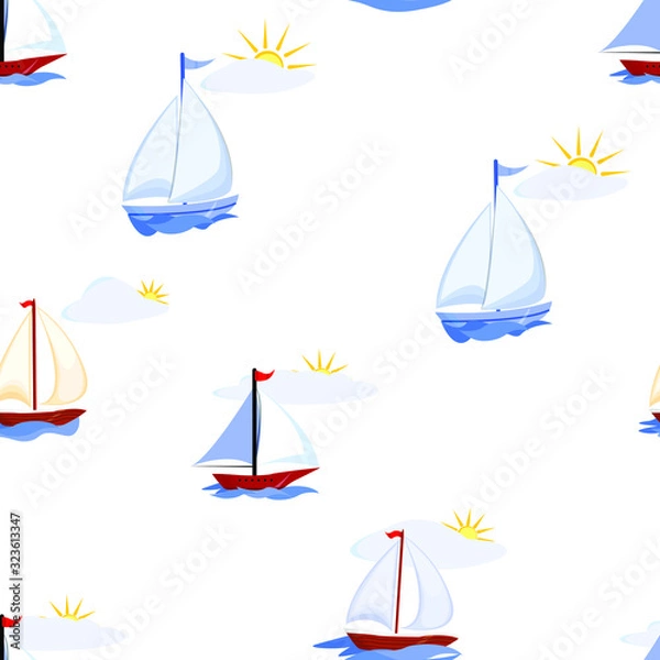 Obraz Seamless pattern with ship, boat pattern, baby wallpaper