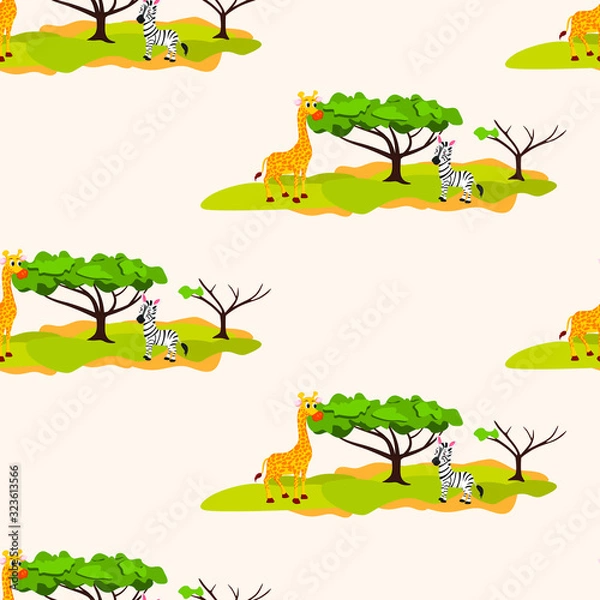 Obraz Seamless pattern with wild animals, animals in savannah
