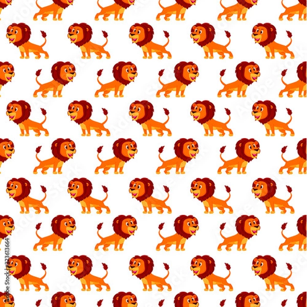 Obraz Seamless pattern with wild lion, wild animal , baby pattern