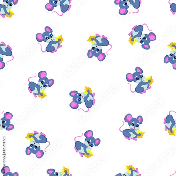 Obraz Seamless pattern with wild mouse, baby wallpaper