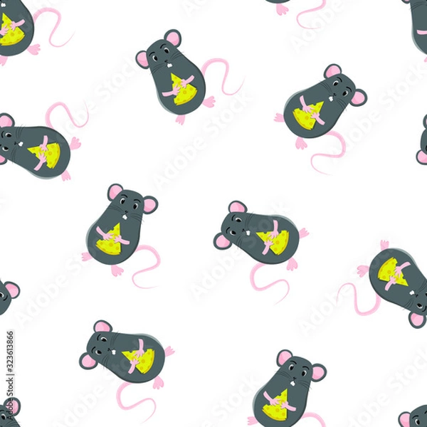 Obraz Seamless pattern with wild mouse, baby wallpaper