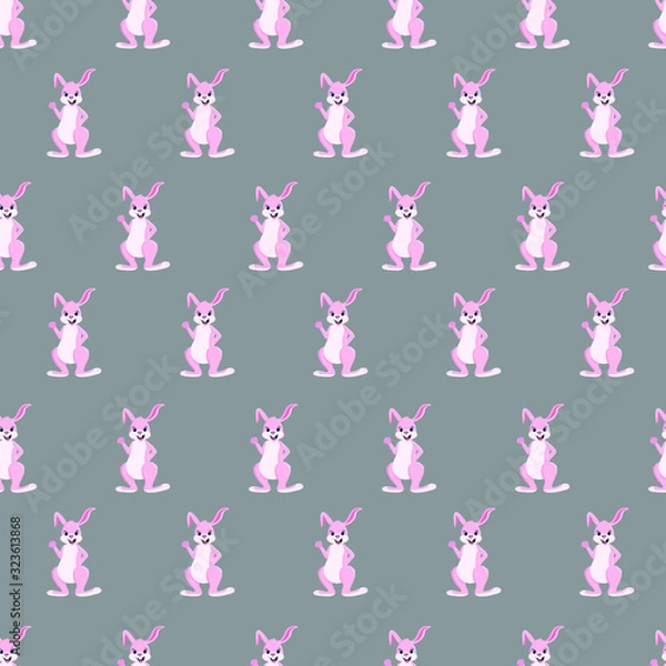 Obraz Saemless pattern wth rabbit, grey rabbit, baby wallpaper