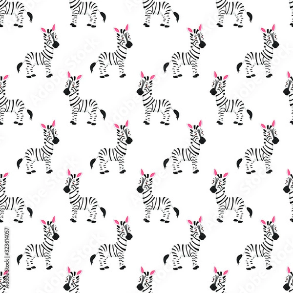 Obraz Seamless pattern with wild zebra, wild animal, zebra vector