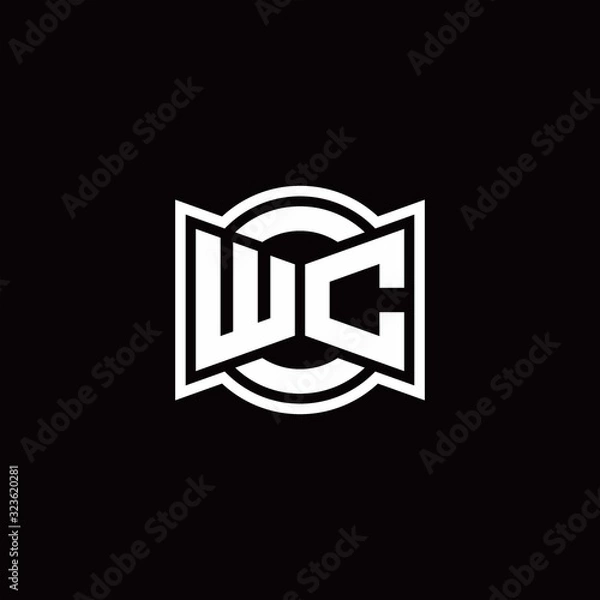 Fototapeta WC logo monogram with ribbon style circle rounded design template