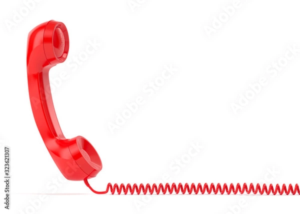 Obraz Red retro telephone isolated on white background 3d rendering