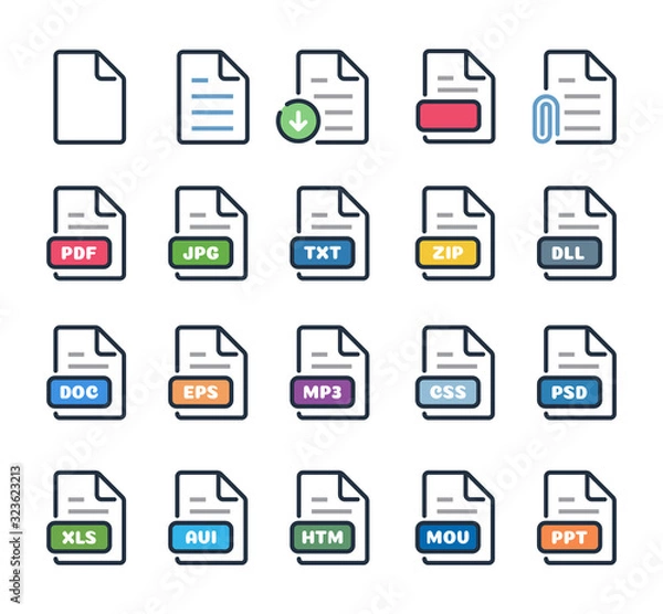 Fototapeta Documents File Format Icon Flat