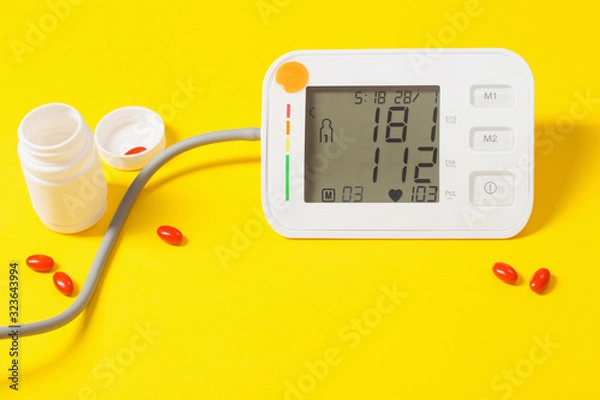 Fototapeta modern tonometer on yellow background