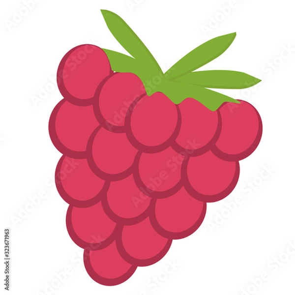 Obraz Raspberry with leaf vector icon. Raspberry icon clipart. Raspberry cartoon. vector illustration.