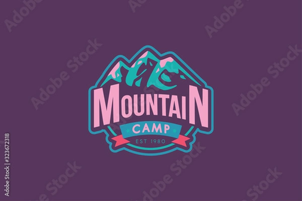 Fototapeta Mountain camp vector logo template
