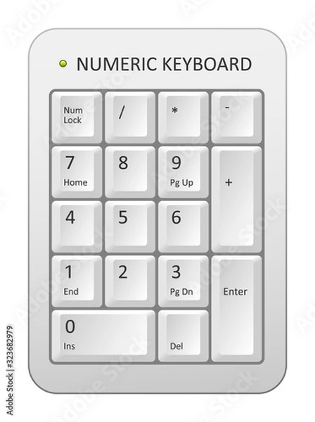 Fototapeta vector white pc numeric keyboard