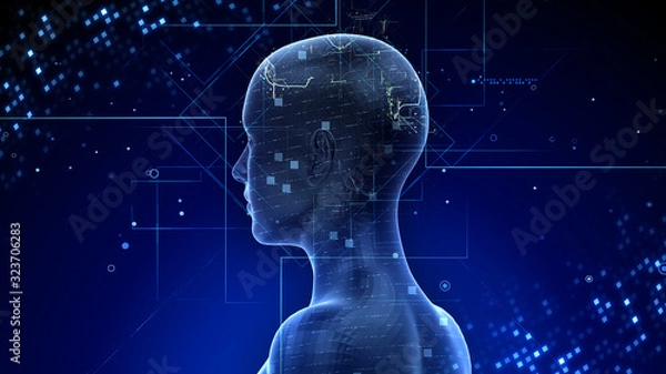 Obraz AI artificial intelligence digital network computer technology 3D illustration.