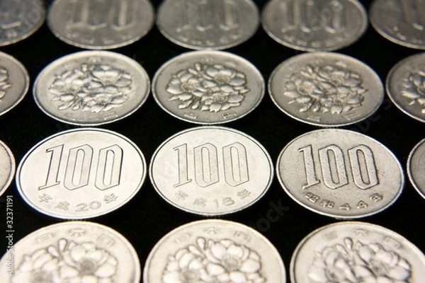 Fototapeta 日本通貨１００円玉一面