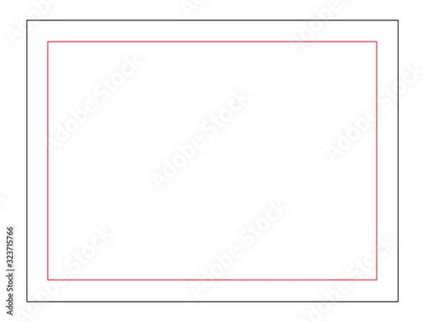 Fototapeta Black thin rectangular frame on the white background.