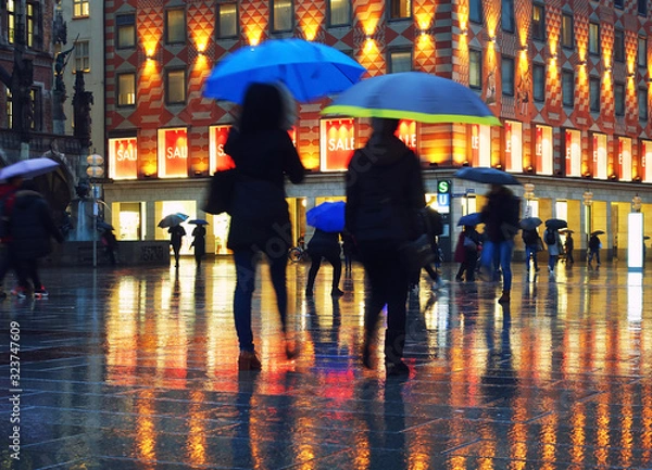 Obraz Der Marienplatz bei Regen