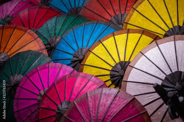 Obraz Umbrella at a market, Luang Prabang, Laos.