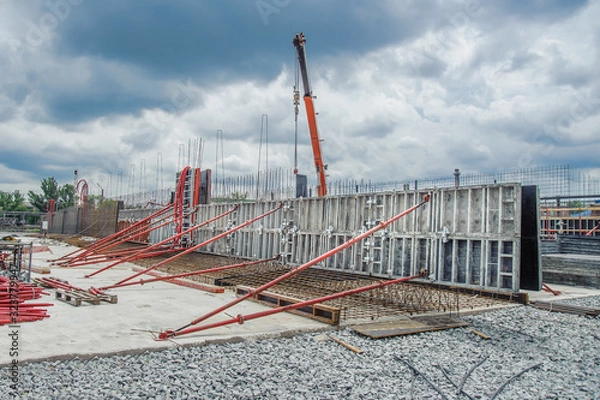 Obraz Wall formwork on the construction of retaining walls