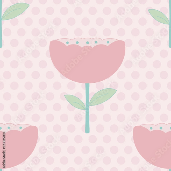 Fototapeta Modern Pastel floral seamless vector pattern in soft colors . Perfect for a baby girl nursery or bedroom. 