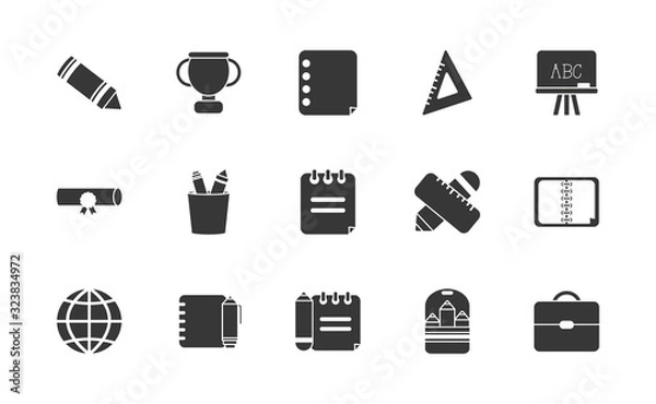Fototapeta Isolated school silhouette style icon set vector design