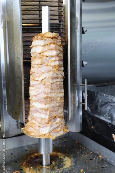 Obraz meat on the grill shawarma for kebab