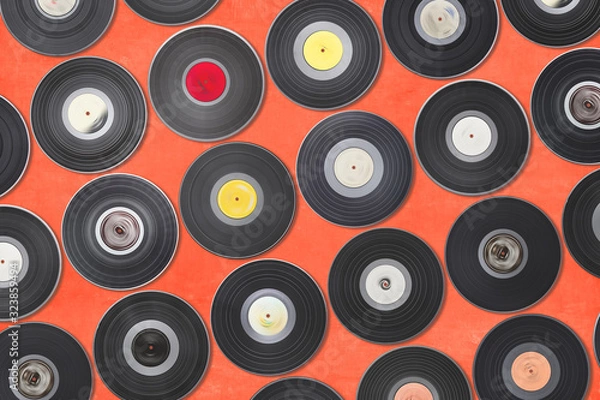 Fototapeta vinyl records set, LP collection