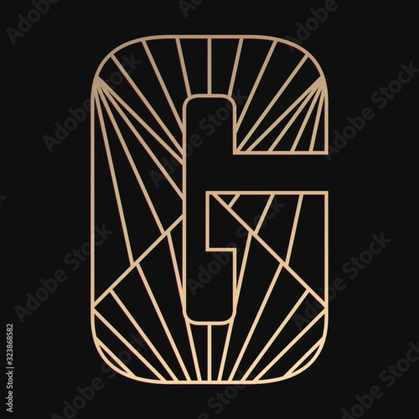 Obraz Laser cutting letter G. Art Deco vector design. Plywood lasercut gift. Pattern for printing, engraving, paper cut. Luxury royal design.