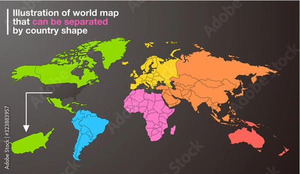 Fototapeta 世界地図　高画質ベクター