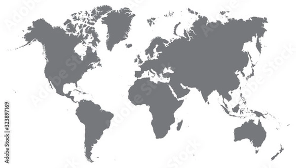 Obraz Mapa świata szary ilustracja wysokie szczegóły