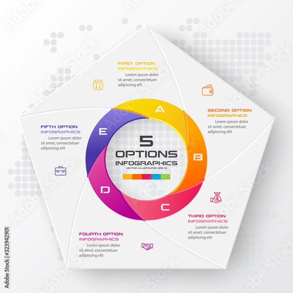 Obraz Pentagon elements for infographic,Business concept with 5 options,Vector illustration.