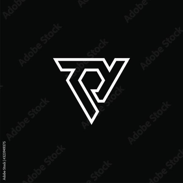 Fototapeta Initial letter TY or P logo template with sporty triangle line art symbol in flat design monogram illustration