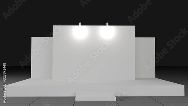 Fototapeta 3d illustration stage backdrop LED TV screen block square style with blank space logo company for event exhibition. High resolution