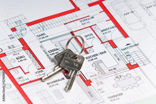 Obraz hausplan mit schlüssel
