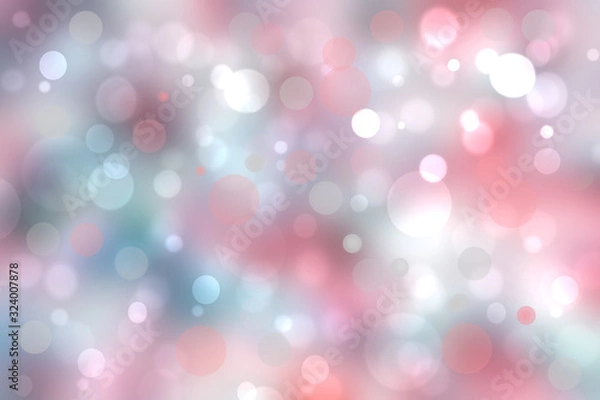 Fototapeta A festive abstract orange pink blue gradient background texture with glitter defocused sparkle bokeh circles. Card concept for Happy New Year, party invitation, valentine or other holidays.
