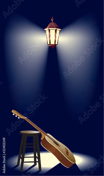 Obraz guitar in the street lantern