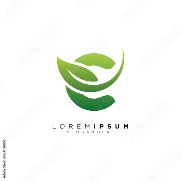 Fototapeta letter C with leaf logo design vector