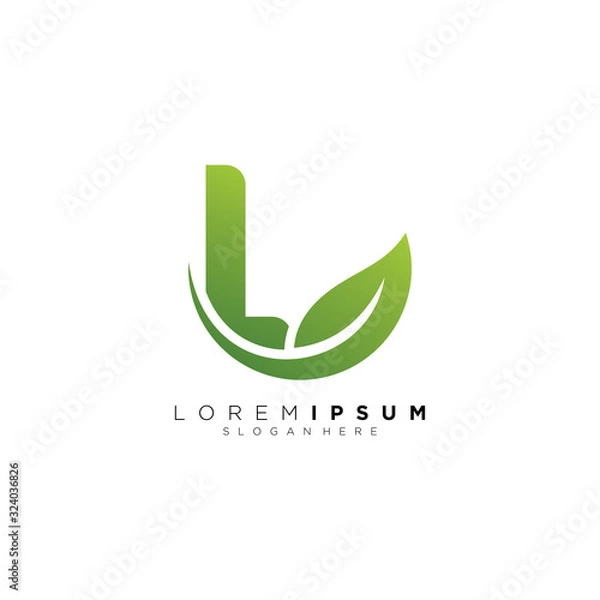 Obraz letter L with leaf vector logo design