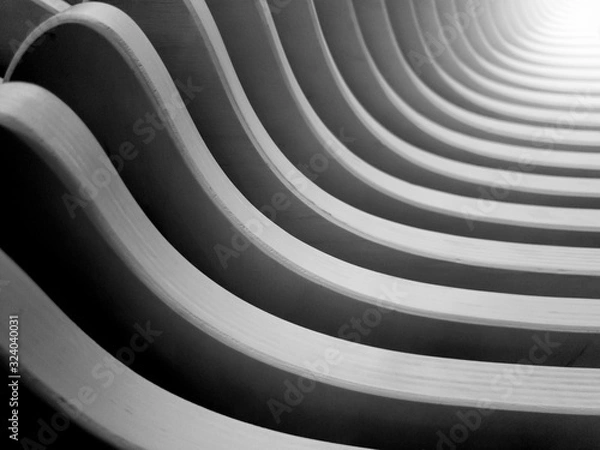 Fototapeta Abstract black and white photo of arhitectural curved details