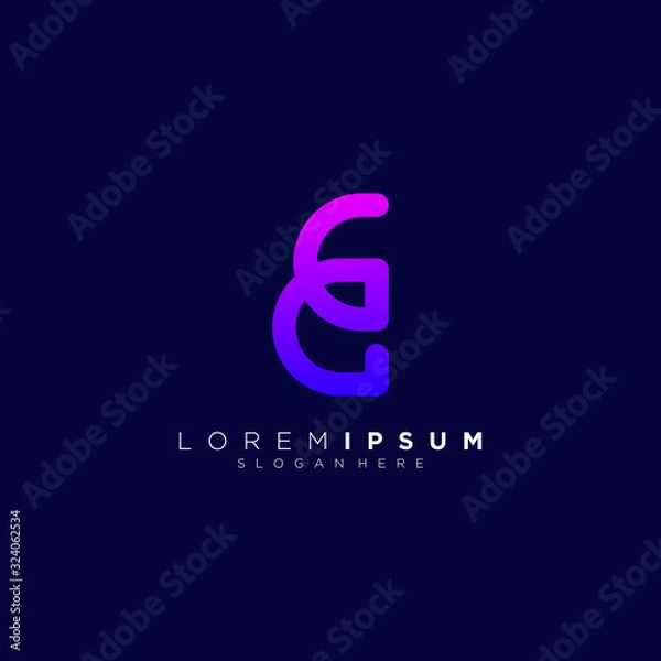 Obraz letter E logo design vector full of color