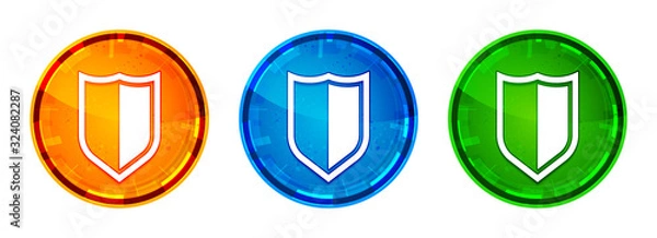 Fototapeta Shield icon shiny abstract round button set illustration