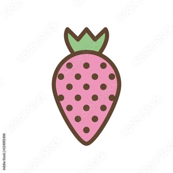 Fototapeta Isolated strawberry fruit line and fill style icon vector design