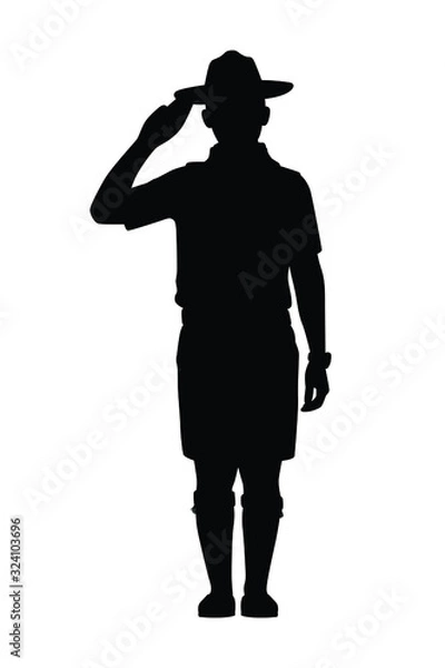 Obraz Boy scout with his equipment silhouette vector