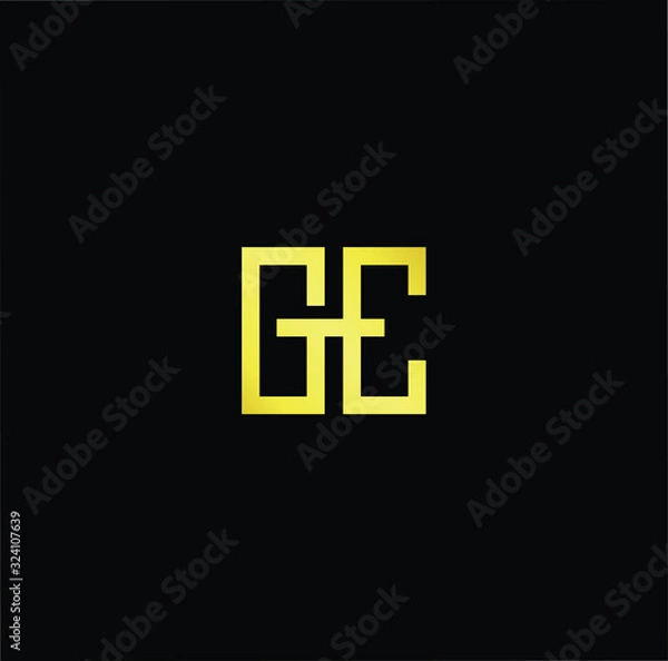 Fototapeta Outstanding professional elegant trendy awesome artistic black and gold color GE EG initial based Alphabet icon logo.