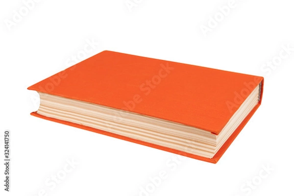 Fototapeta orange book with cloth cover on a white isolated background.