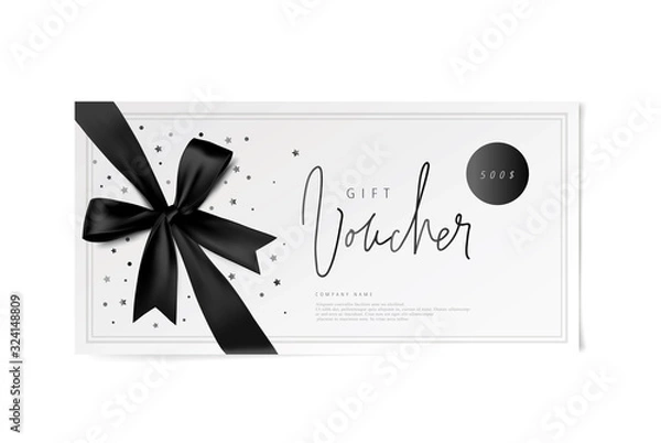 Obraz black vector voucher design with a bow