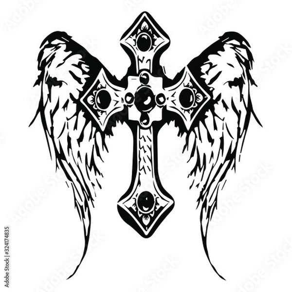 Obraz Cross icon. Hand drawn vector illustration