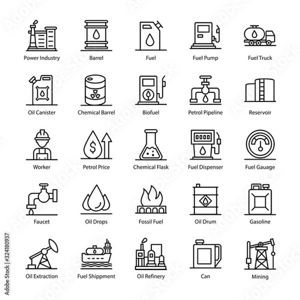 Obraz  Oil Industry Line Icons Pack 