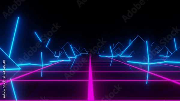 Obraz futuristic sci fi wireframe landscape 3d rendering illustration background