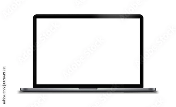 Fototapeta laptop showing blank screen on white background